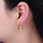 18K Gold Platted Square Latch Hoop